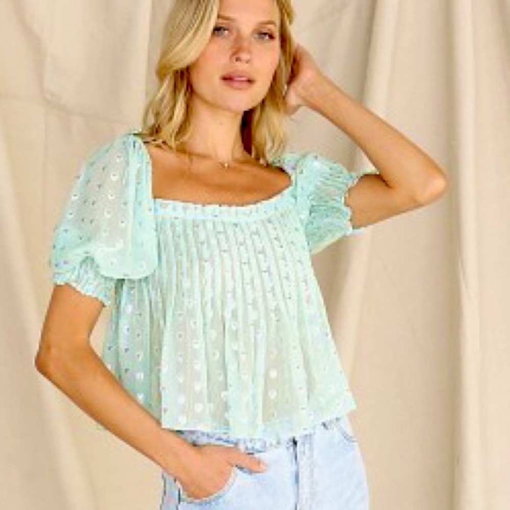 For Love and Lemons Jana Blouse Mint